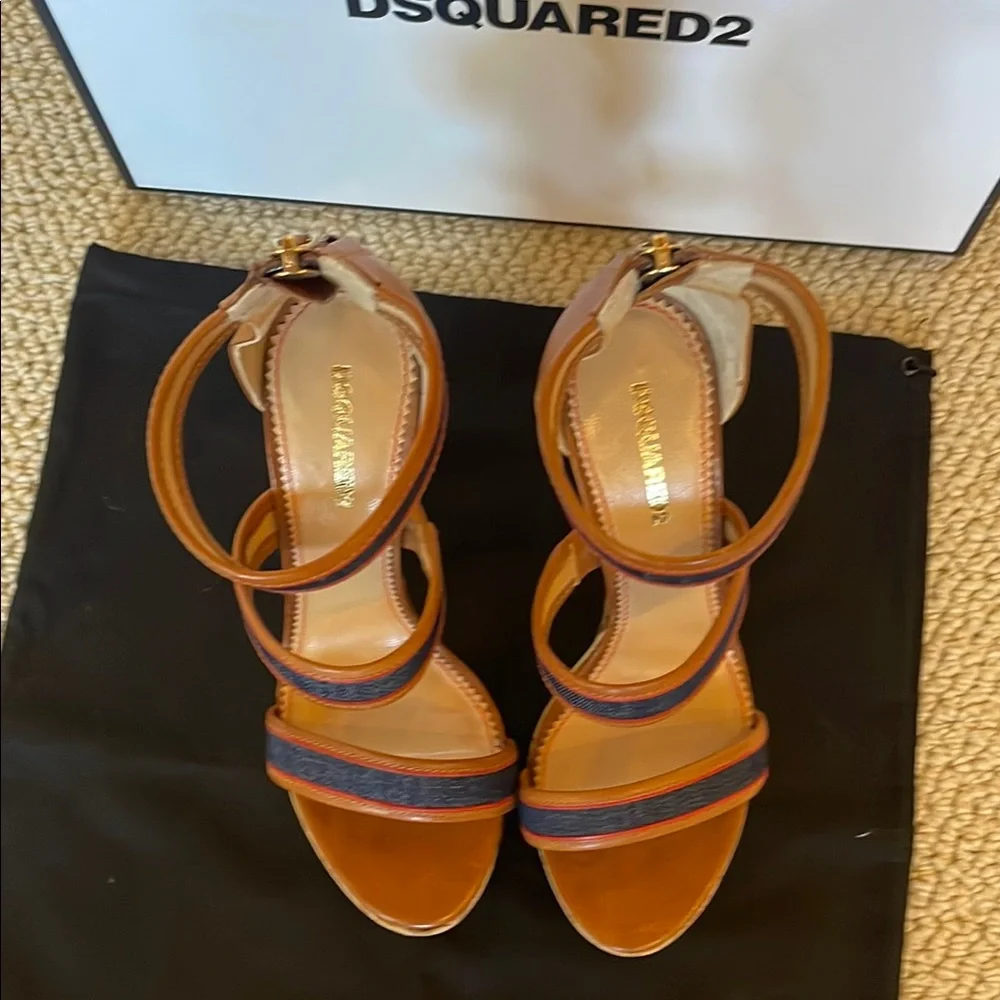 DSQUARED2 Women's Brown and Blue Sandals - Picture 4 of 5